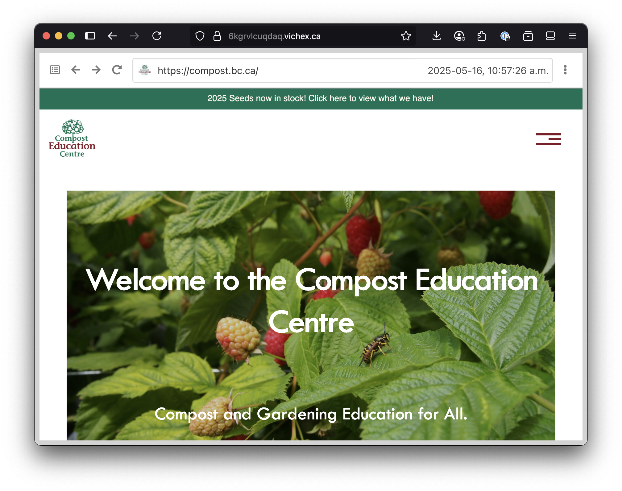 Screenshot of Web Archive of Compost Education Centre